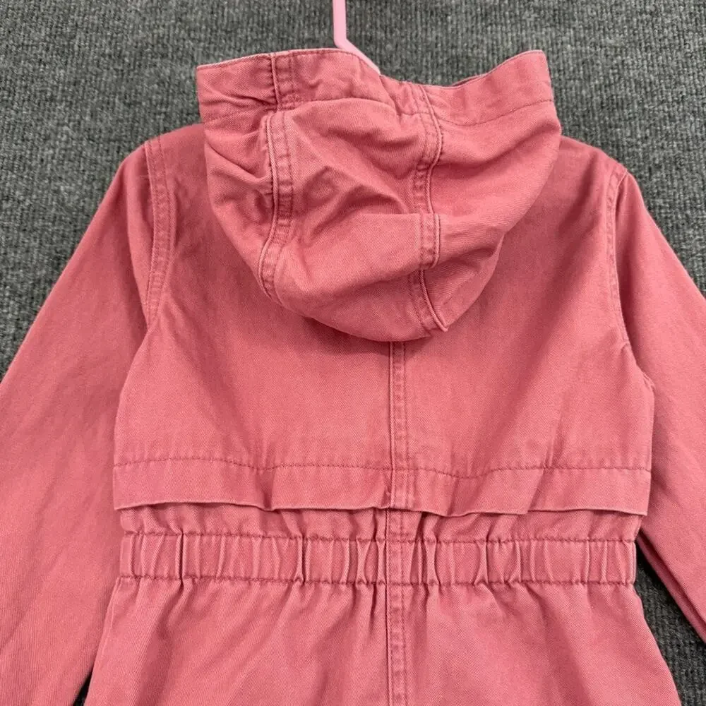 C&C California Girls Anorak Jacket Sz 4T Pink Canvas Hooded Lightweight Utility